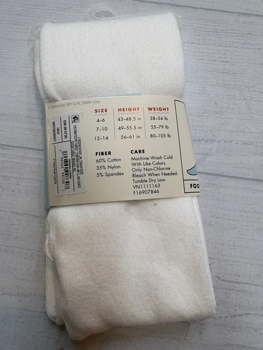 Cat & Jack White Cotton Tights - Girls